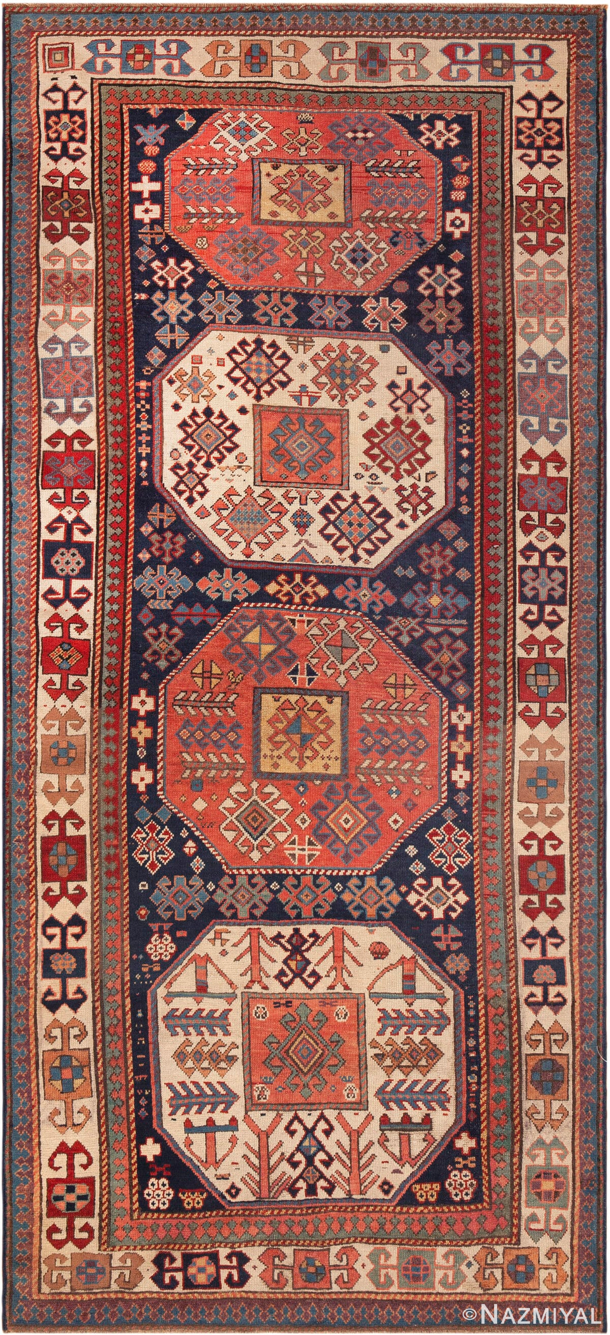 Antique Caucasian Kazak Rug 73116 by Nazmiyal Antique Rugs