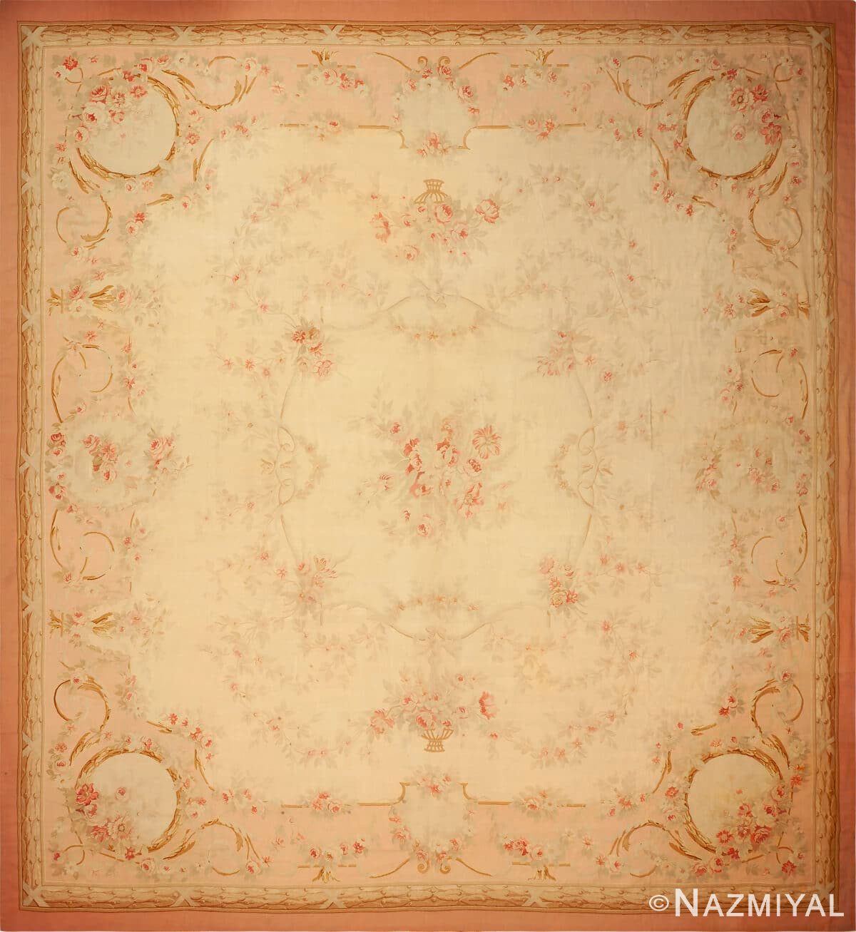 Antique Large Aubusson Floral French Rug 43632 by Nazmiyal Antique Rugs