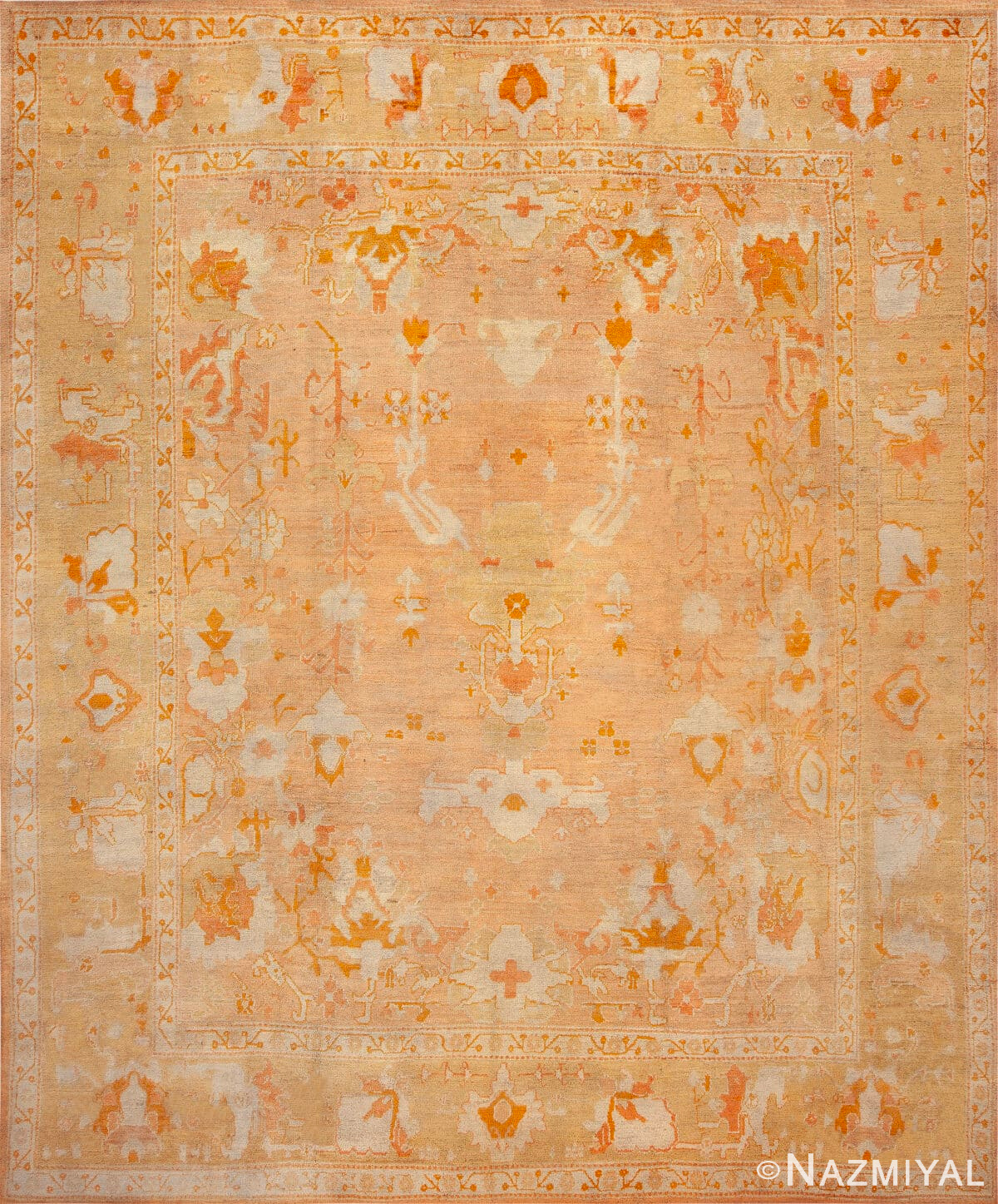 Antique Turkish Geometric Oushak Rug 73307 by Nazmiyal Antique Rugs