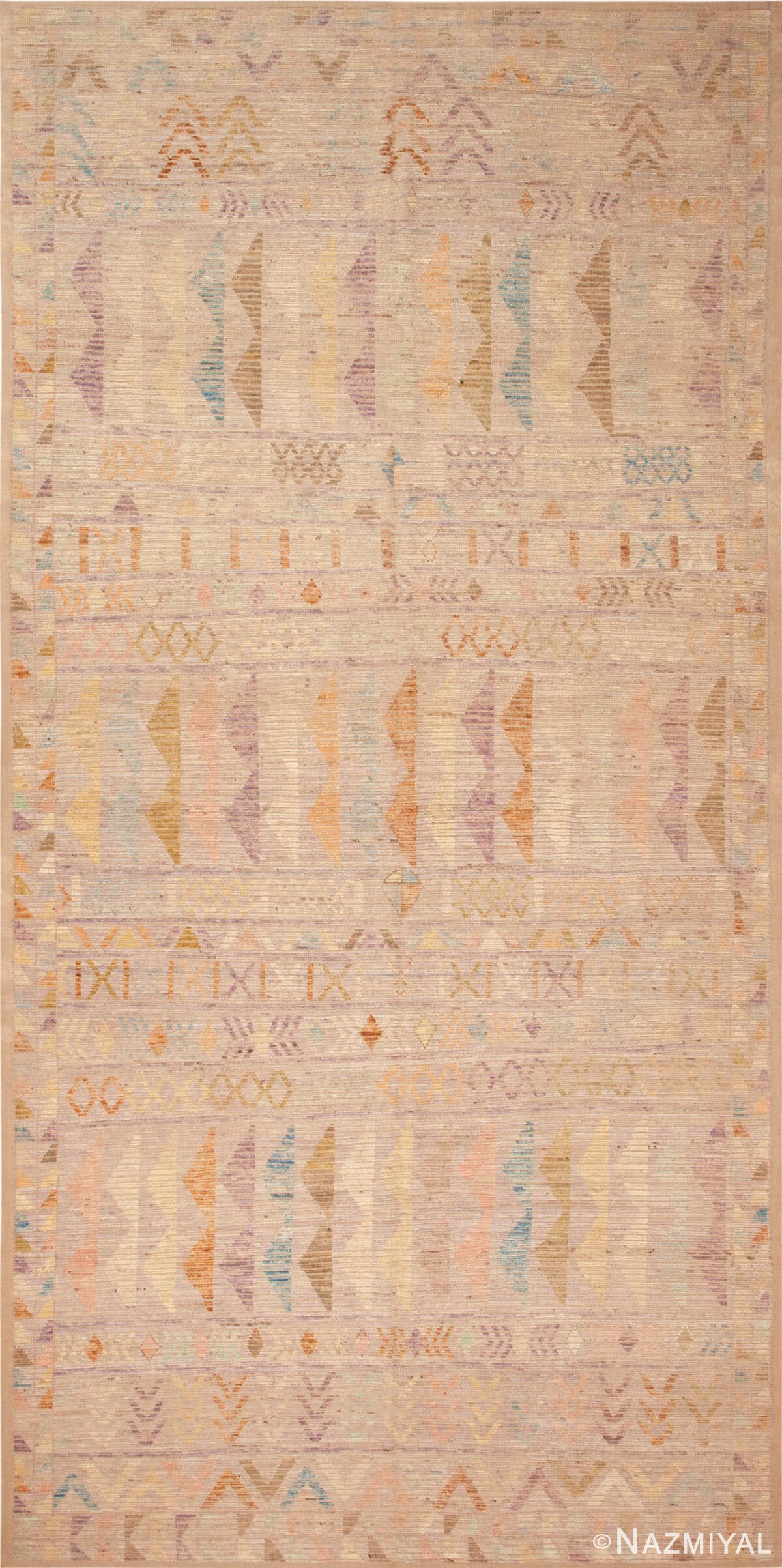 Contemporary Modern Colorful Light Tone Geometric Rug 12126 by Nazmiyal Antique Rugs