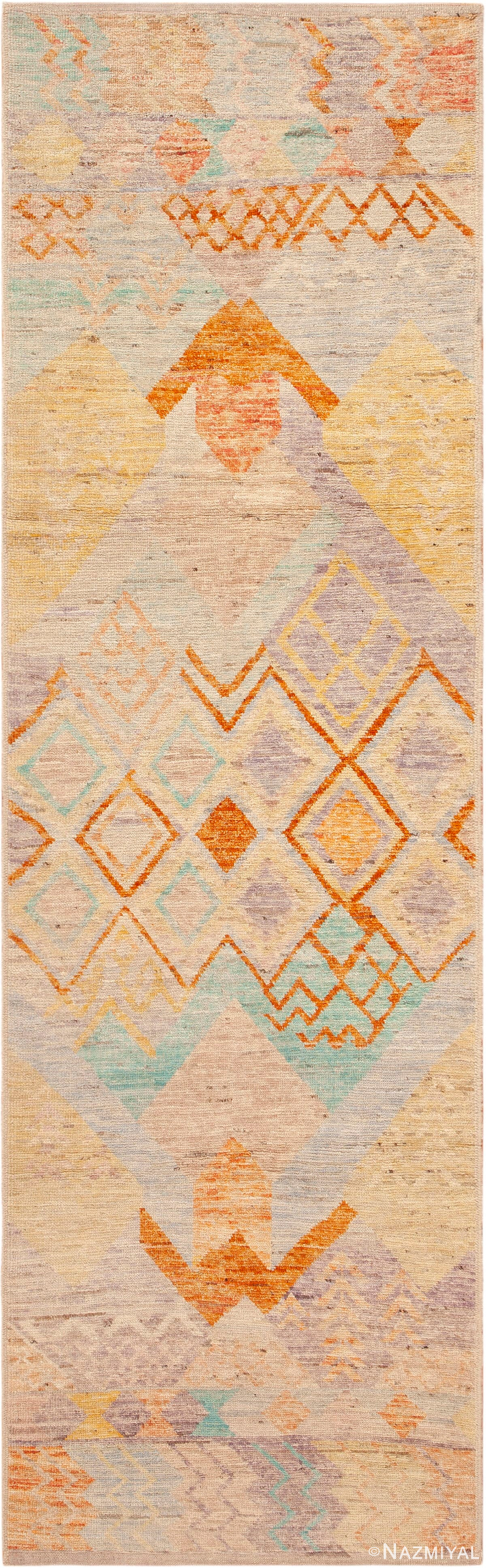Geometric Modern Contemporary Warm Tones Runner Rug 12090 by Nazmiyal Antique Rugs