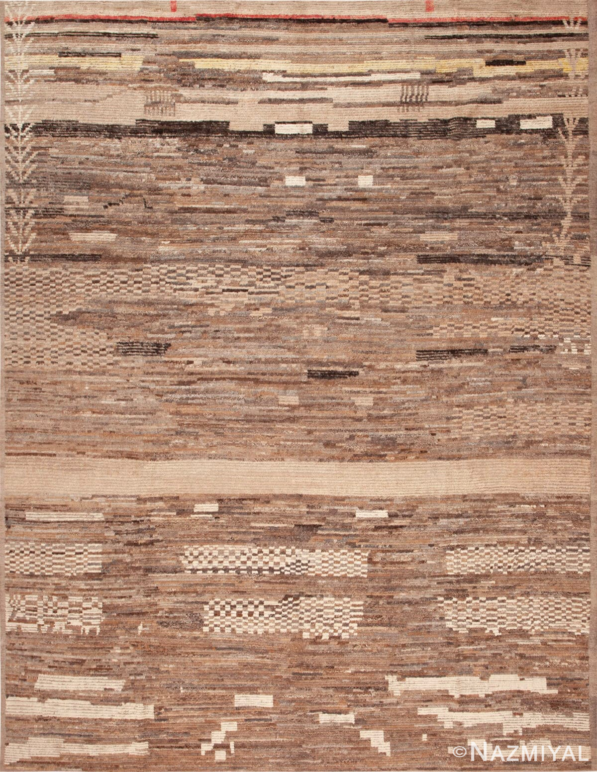 Modern Abstract Beige Earth Tone Rug 11974 by Nazmiyal Antique Rugs