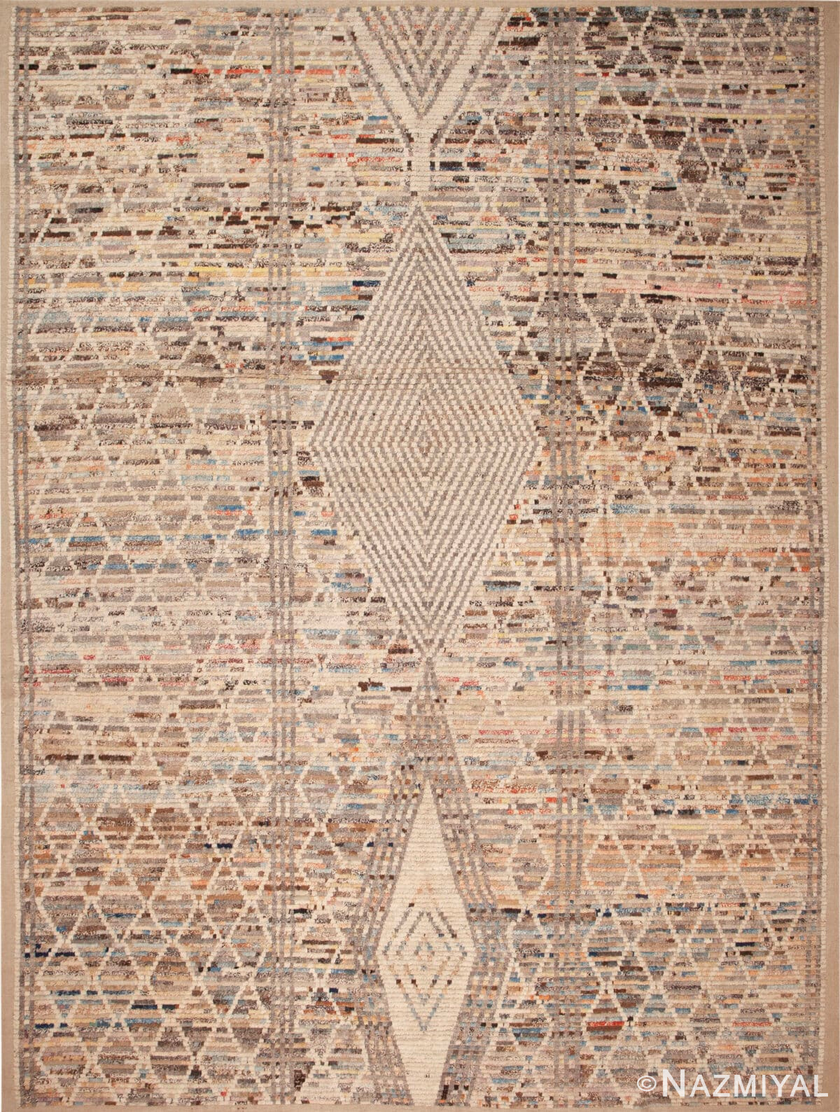 Modern Contemporary Geometric Rhombus Design Light Tones Rug 11992 by Nazmiyal Antique Rugs