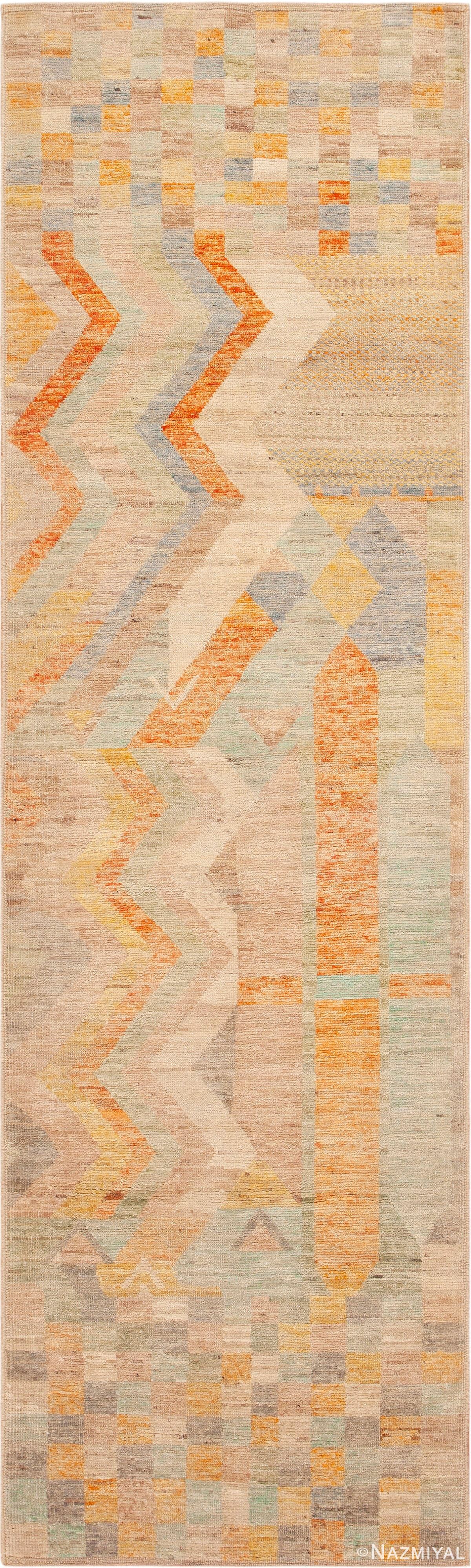 Modern Geometric Contemporary Runner Rug 12094 by Nazmiyal Antique Rugs