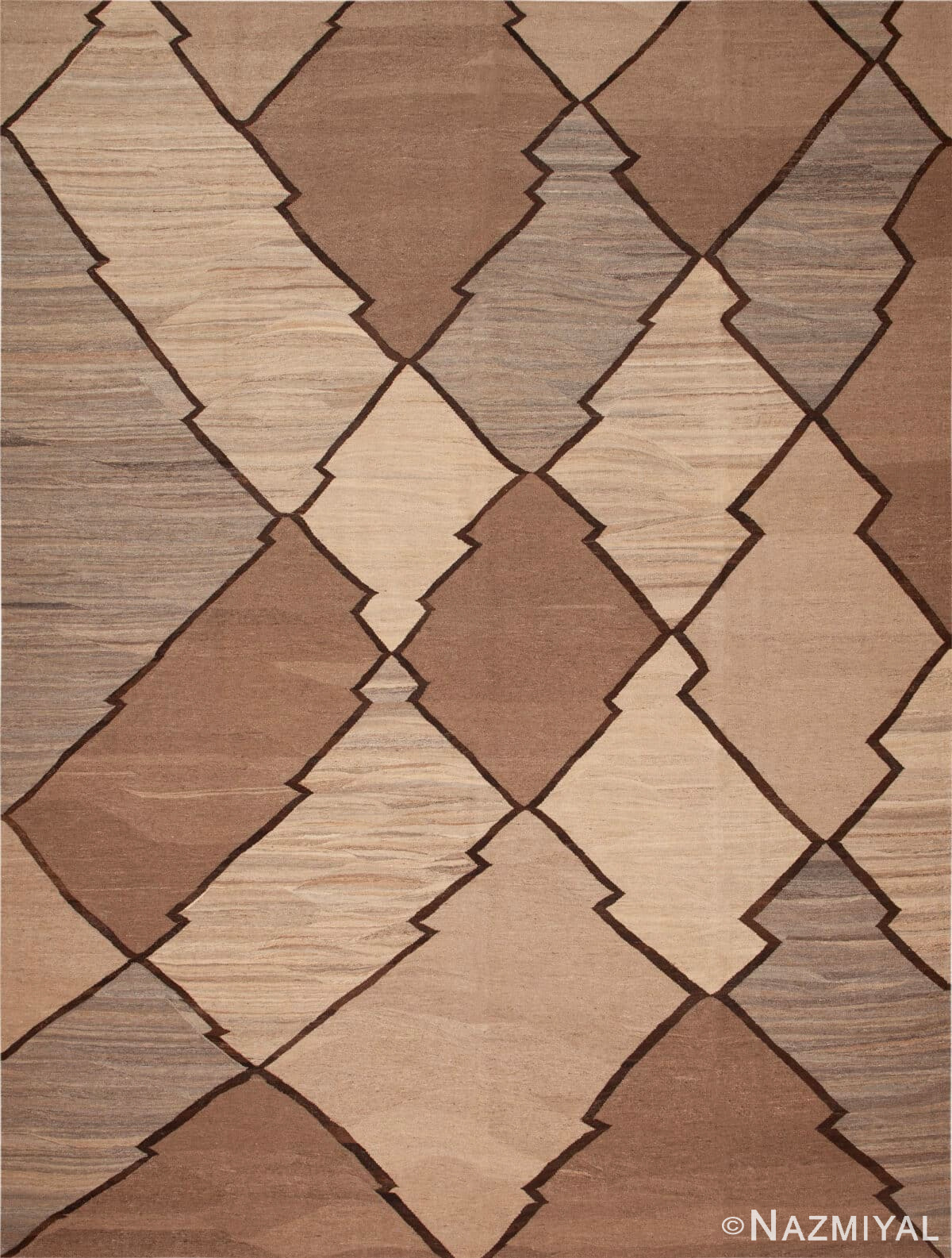 Modern Geometric Natural Beige Tones Kilim Rug 11952 by Nazmiyal Antique Rugs