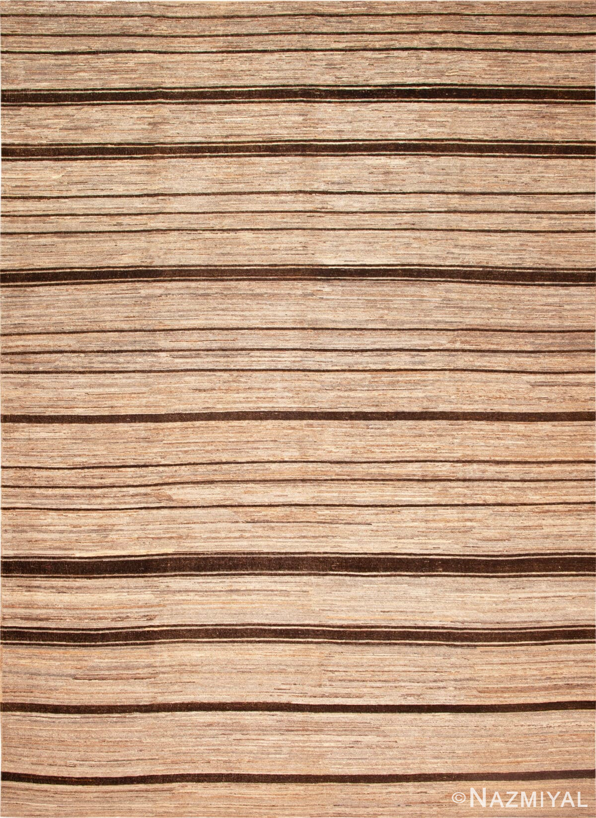 Modern Geometric Stripe Design Neutral Earth Tone Rug 11977 by Nazmiyal Antique Rugs