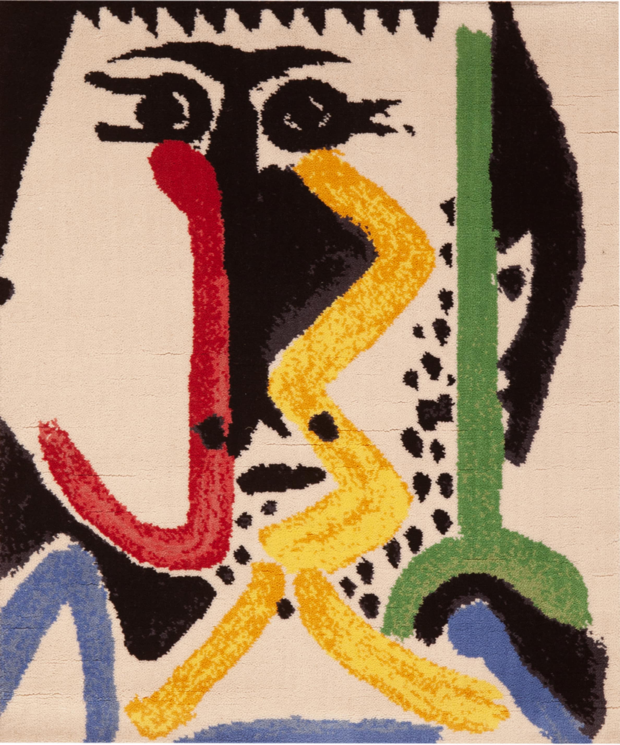 Vintage Pablo Picasso 'Man's Head' Bold Abstract Expression Rug