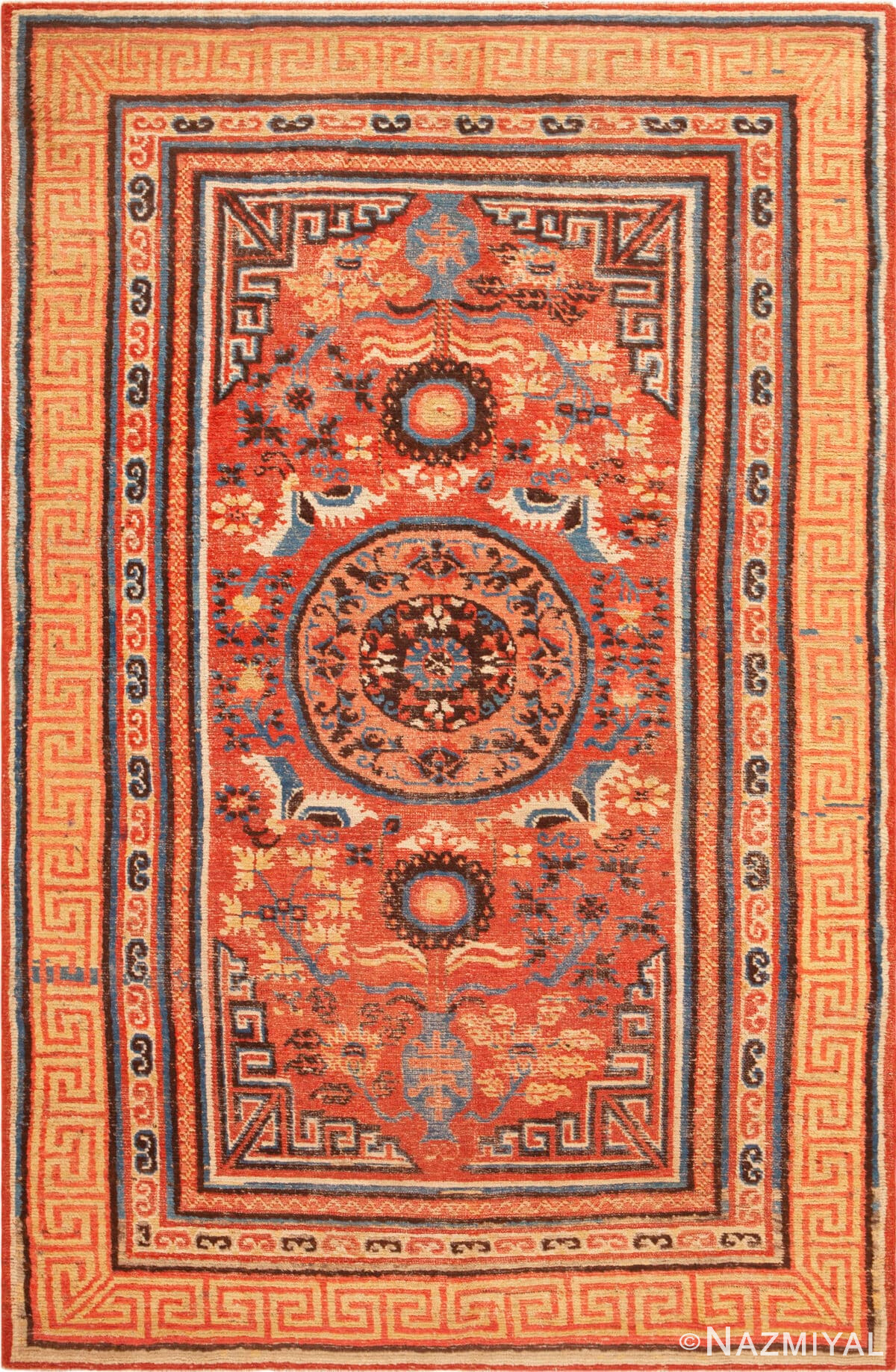 Antique Khotan-Geometric East Turkestan 73120 by Nazmiyal Antique Rugs