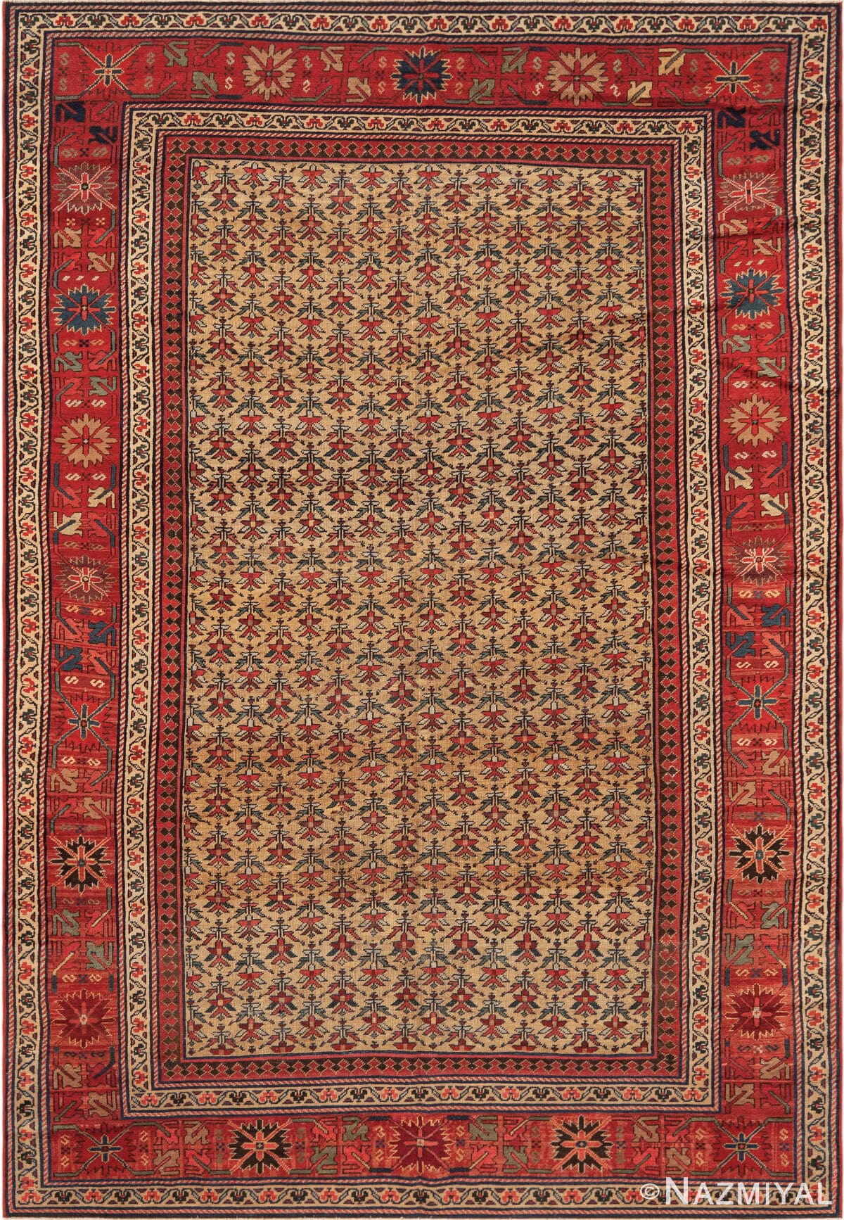 Antique Persian Floral Rug 73408 by Nazmiyal Antique Rugs