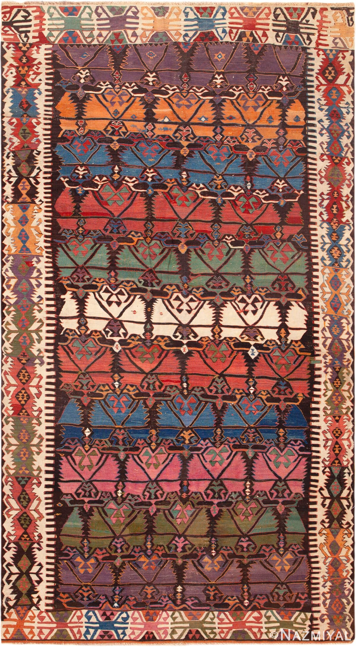 Antique Turkish Anatolian Kilim 73117 by Nazmiyal Antique Rugs