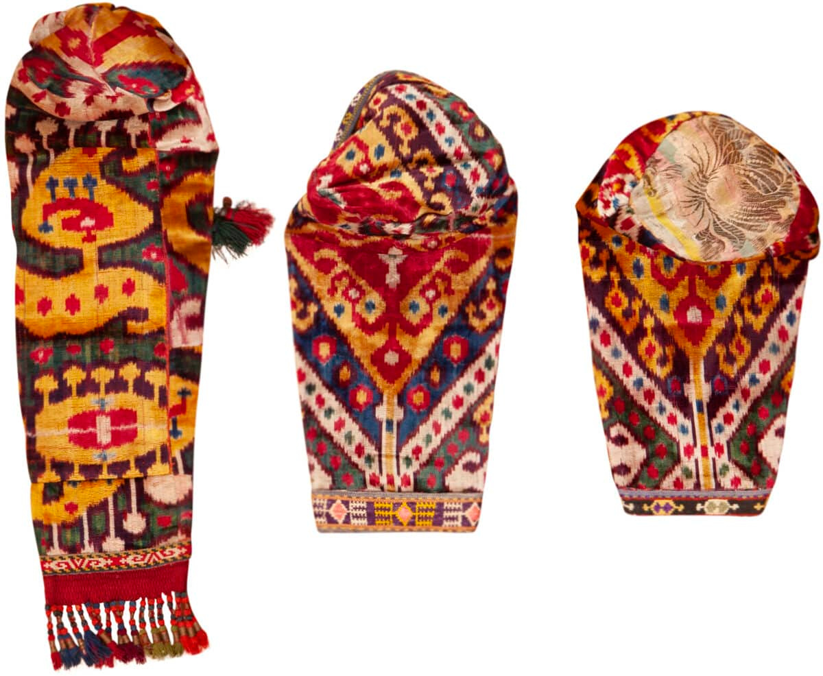 Antique Uzbek Lakhai Hats Set 73376 by Nazmiyal Collection