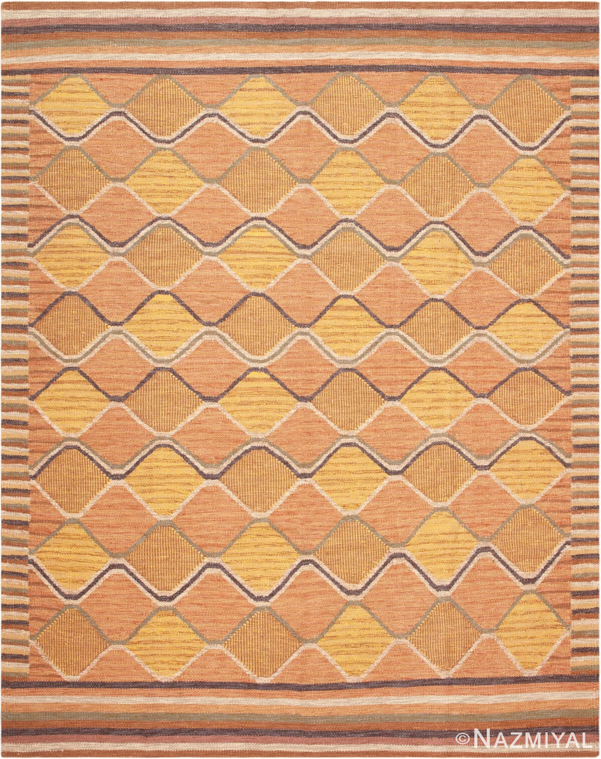 Modern Swedish Design Kilim Rug With Earthy Tones 73356 by Nazmiyal Antique Rugs