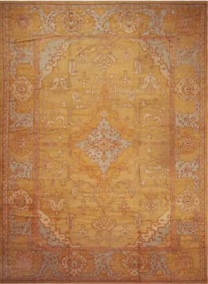 Antique Large Oushak Geometric Turkish 73422 by Nazmiyal Antique Rugs