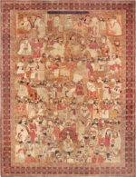 Antique Persian Kerman Mashahir Pictorial Rug 73429 by Nazmiyal Antique Rugs