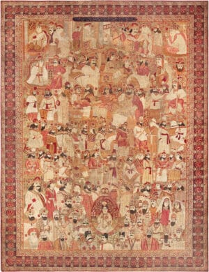 Antique Persian Kerman Mashahir Pictorial Rug 73429 by Nazmiyal Antique Rugs