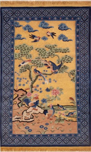 Antique Silk And Metallic Thread Chine Rug 73433 by Nazmiyal Antique Rugs