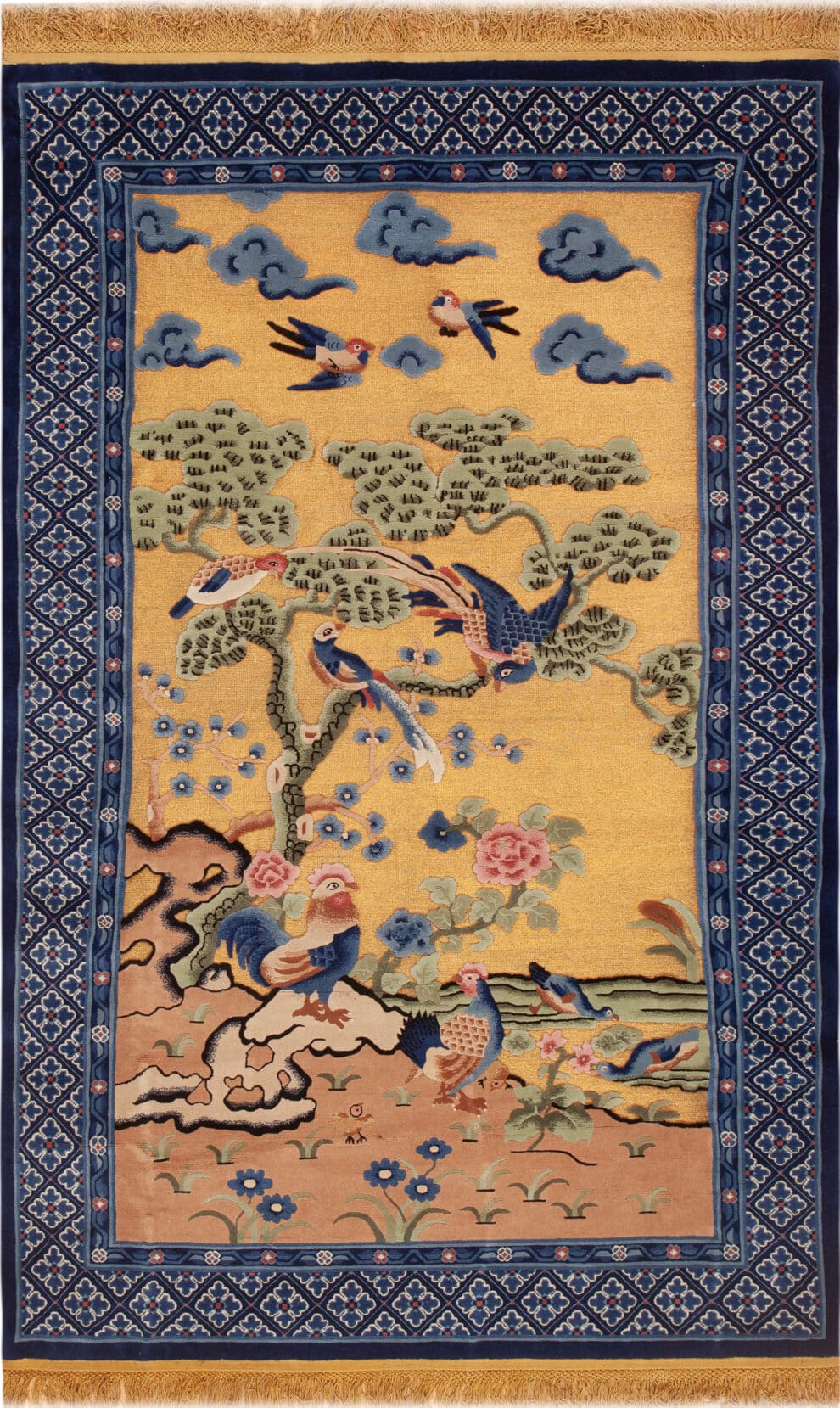 Silk and Metallic Threading Rugs | Antique Silk & Metal Area Rugs