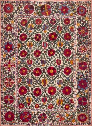 Antique Uzbek Embroidery Suzani Textile 73455 by Nazmiyal Antique Rugs