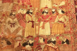 Historical Storytelling Antique Persian Kerman Mashahir Pictorial Rug Detail 73429 by Nazmiyal Antique Rugs