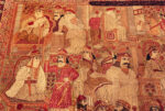Historical Storytelling Antique Persian Kerman Mashahir Pictorial Rug Details 73429 by Nazmiyal Antique Rugs