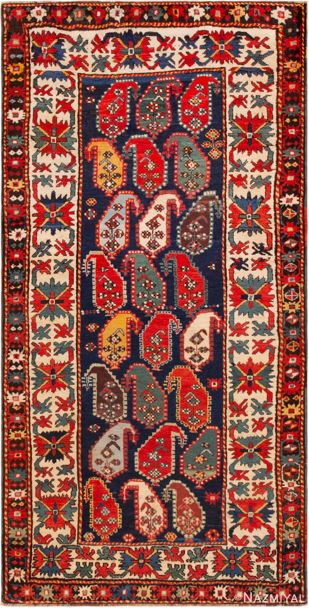 Antique Caucasian Kazak Paisley Design Rug 73461 by Nazmiyal Antique Rugs