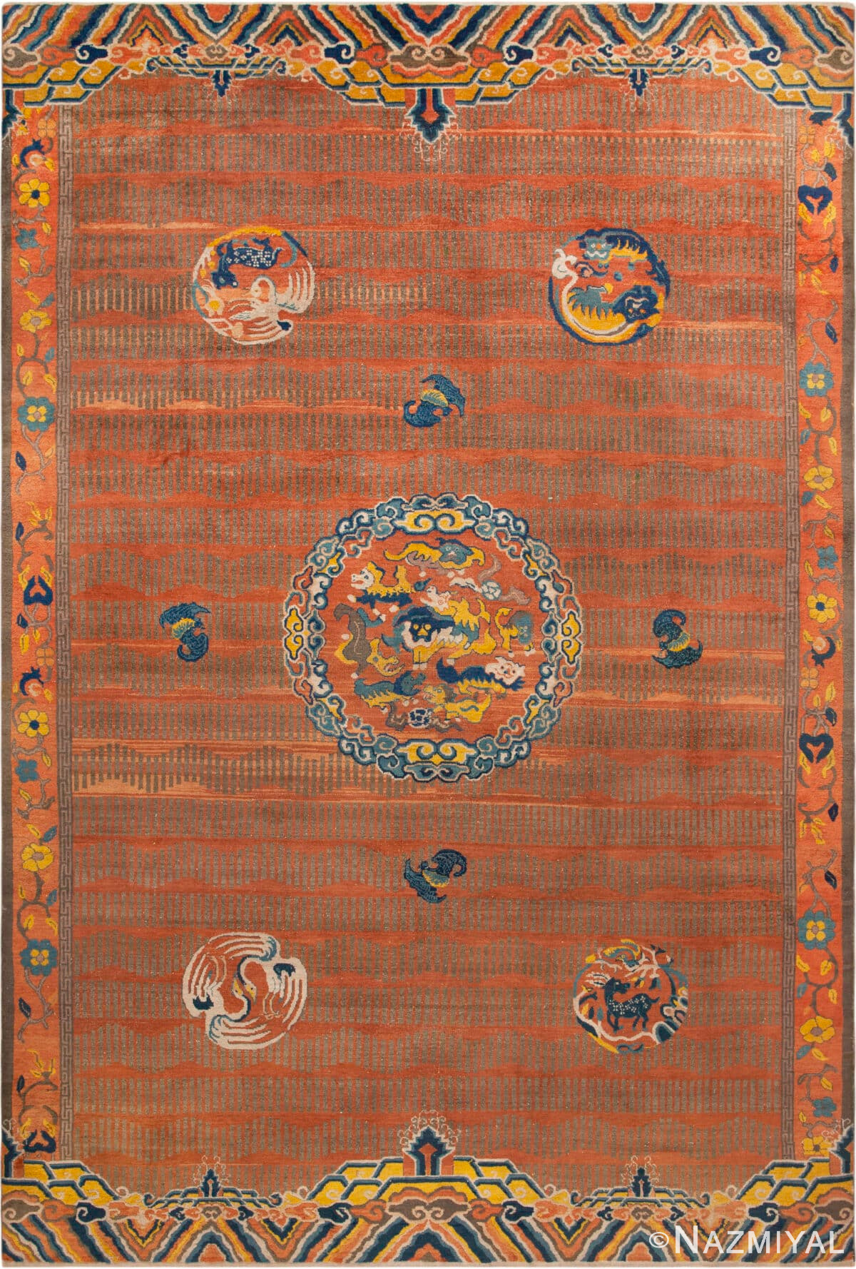 Antique Chinese Fu Dog Dragon Rug 73399 by Nazmiyal Antique Rugs
