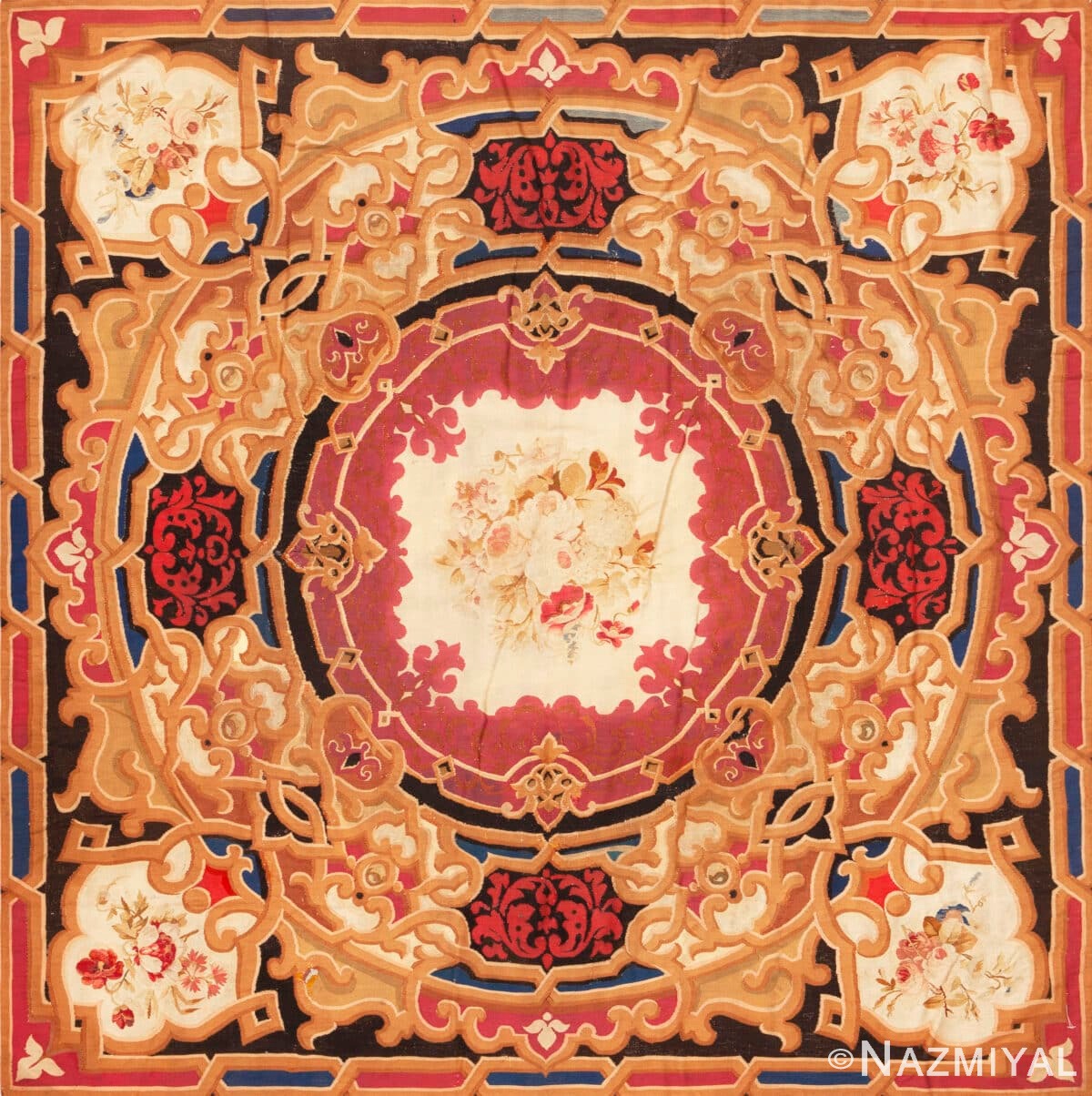 Antique French Aubusson Rug 73454 by Nazmiyal Antique Rugs