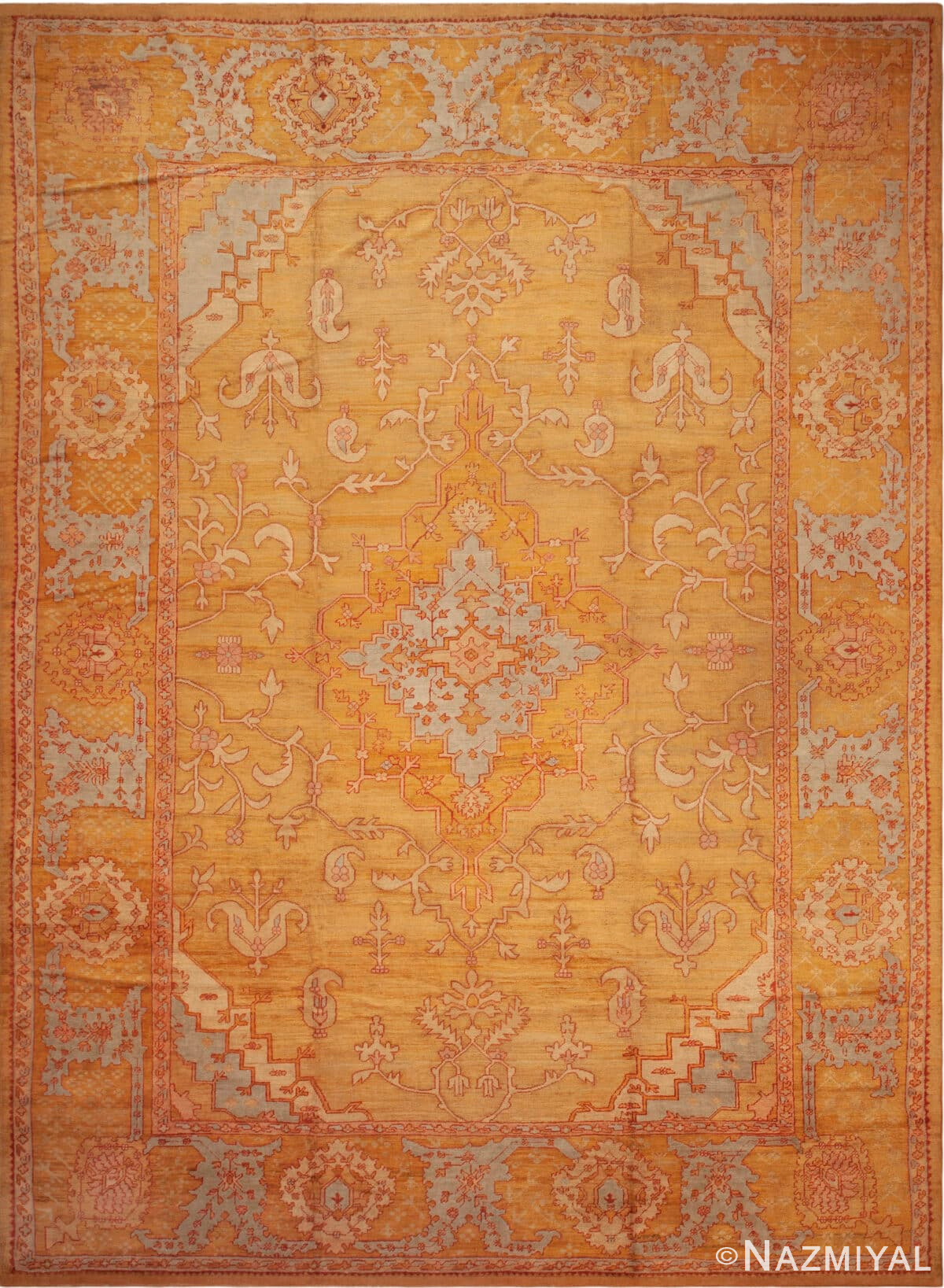 Antique Large Oushak Geometric Turkish 73422 by Nazmiyal Antique Rugs