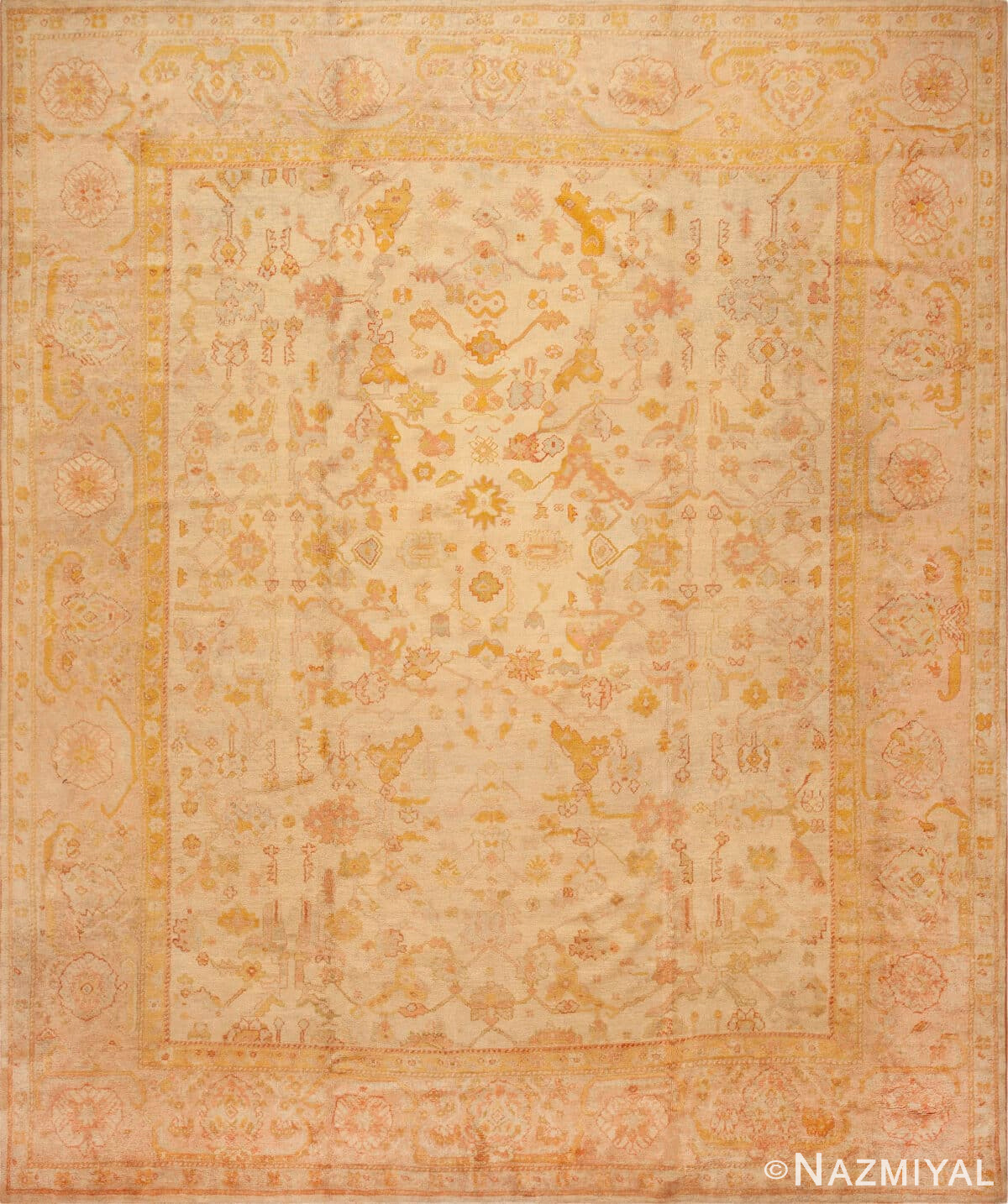 Antique Oushak Turkish Geometric Rug 73470 by Nazmiyal Antique Rug