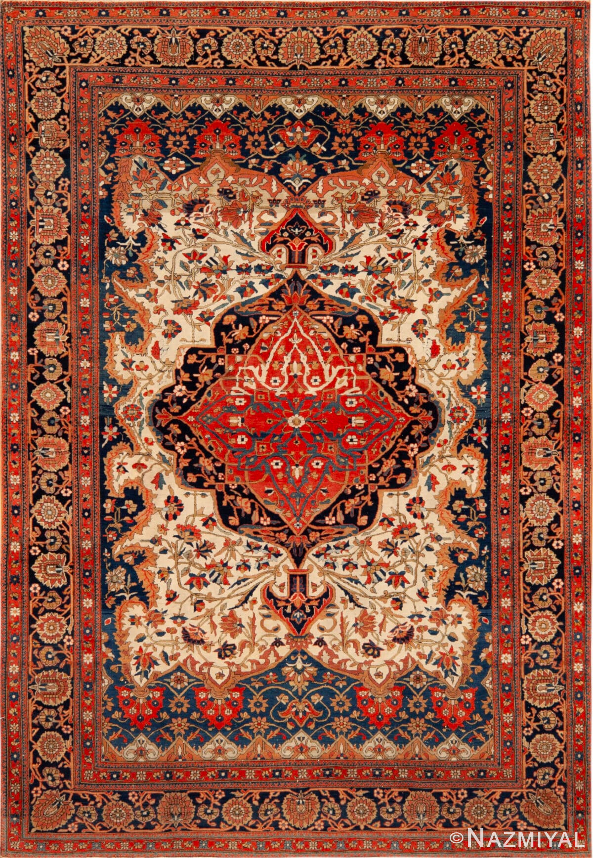Antique Persian Kashan 73451 by Nazmiyal Antique Rugs