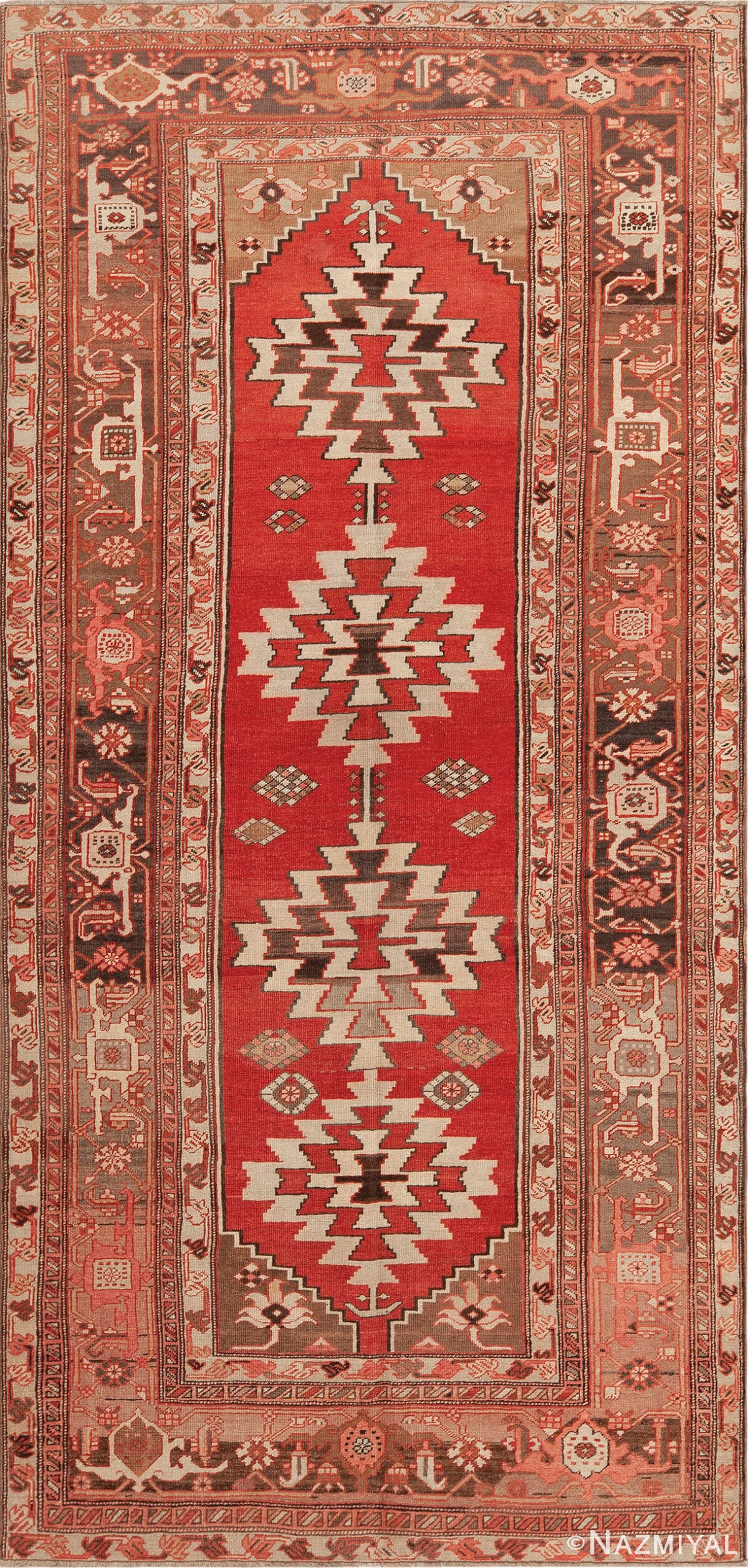 Antique Persian Geometric Serapi 73418 by Nazmiyal Antique Rugs