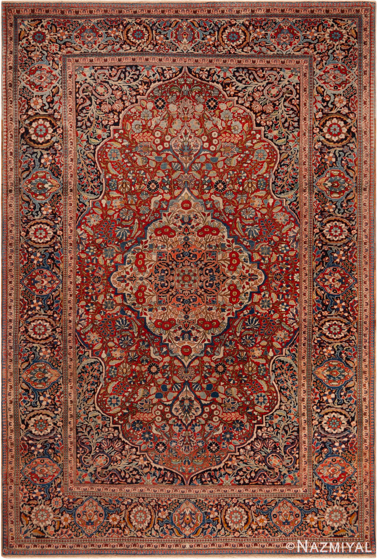 Antique Persian Mohatasham Kashan Rug 73459 by Nazmiyal Antique Rugs