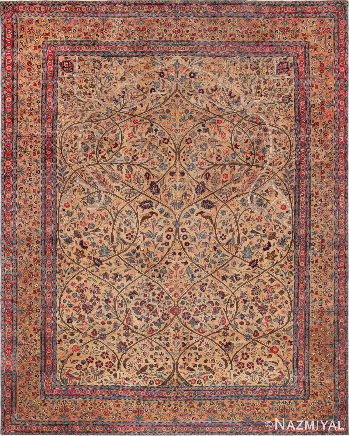Antique Persian Tabriz Tree Of Life Rug 73465 by Nazmiyal Antique Rugs