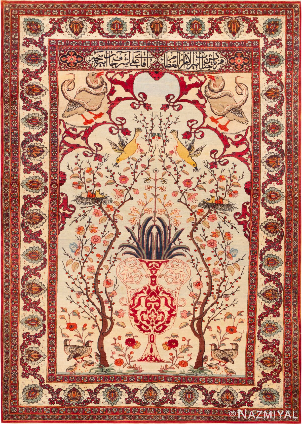Antique Persian Tree Of Life Kerman Rug 73427 by Nazmiyal Antique Rugs