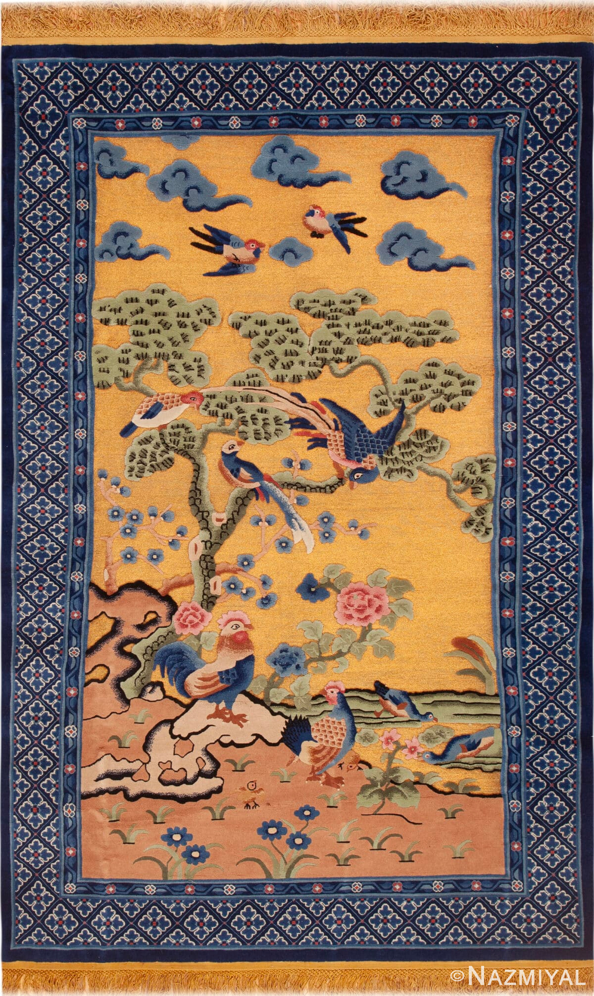 Antique Silk And Metallic Thread Chine Rug 73433 by Nazmiyal Antique Rugs