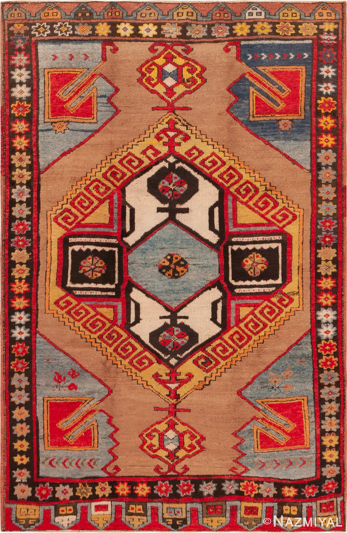 Antique Turkey Geometric Karapinar Rug 73424 by Nazmiyal Antique Rugs