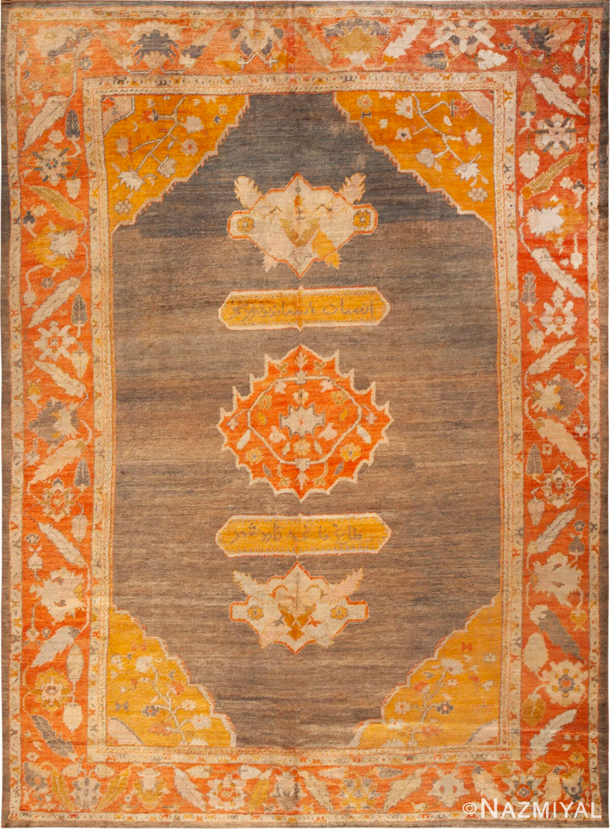 Antique Turkish Oushak Angora Rug 73426 by Nazmiyal Antique Rugs