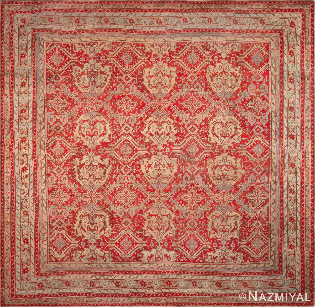 Antique Turkish Oushak Rug 73423 by Nazmiyal Antique Rugs