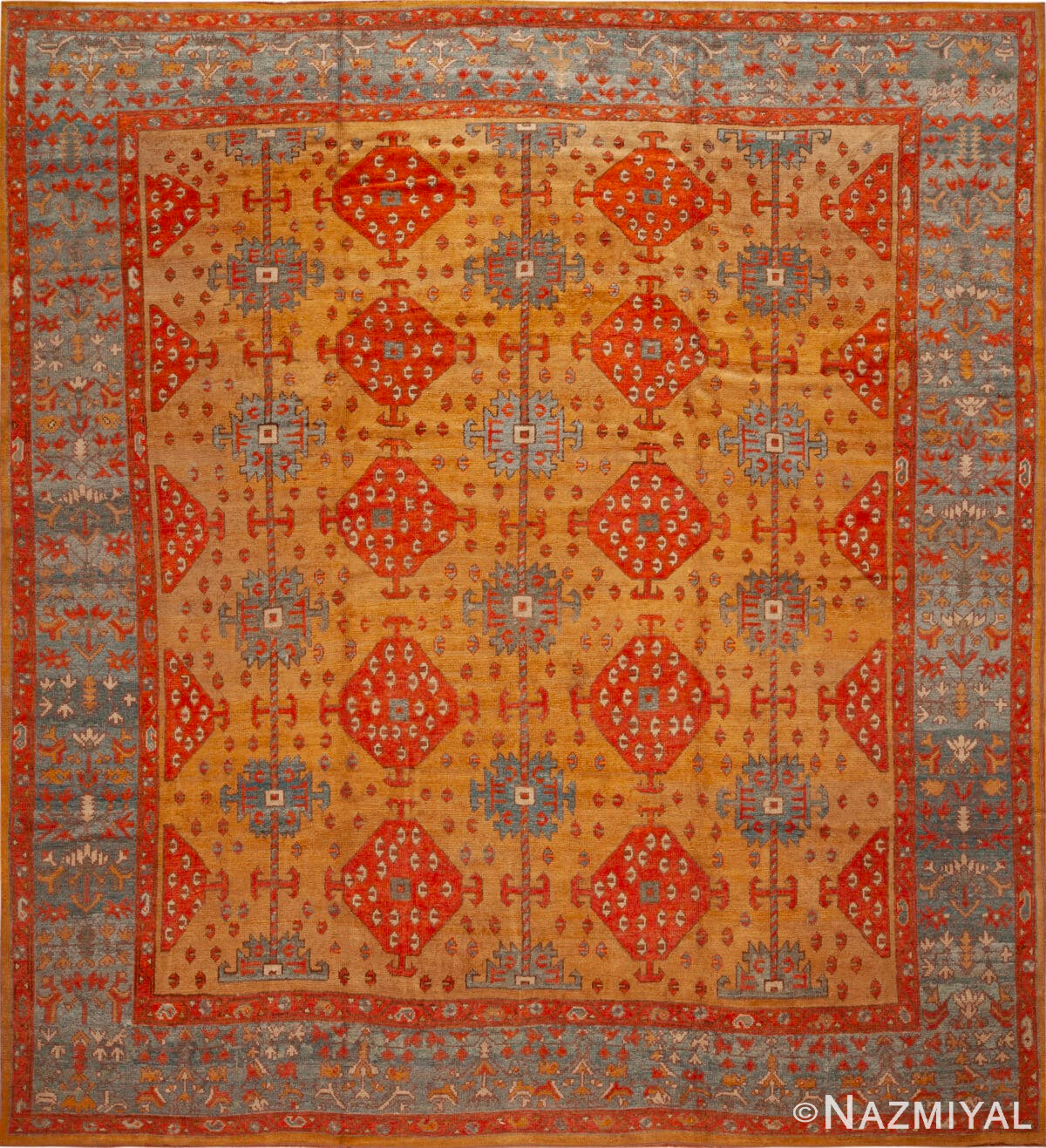 Antique Turkish Oushak Rug 73431 by Nazmiyal Antique Rugs