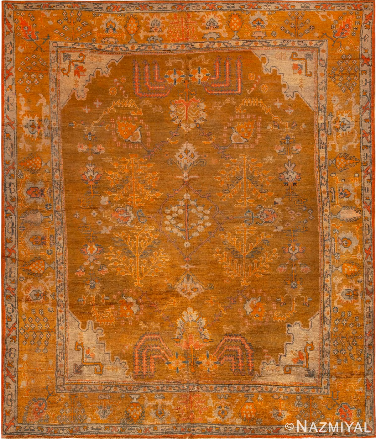 Antique Turkish Oushak Rug 73437 by Nazmiyal Antique Rugs