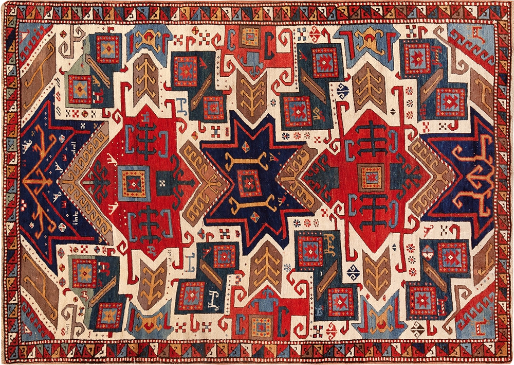 Antique Caucasian Star Kazak Rug 73503 by Nazmiyal Antique Rugs