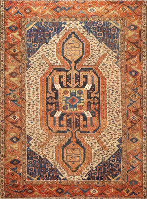 Antique Persian Bakshaish Geometric Tribal Rug 73524 by Nazmiyal Antique Rugs