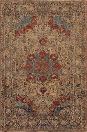 Antique Persian Geometric Kashan Rug 73521 by Nazmiyal Antique Rug