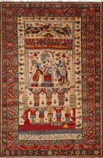 Antique Pictorial Small Qashqai Rug 73522 by Nazmiyal Antique Rugs