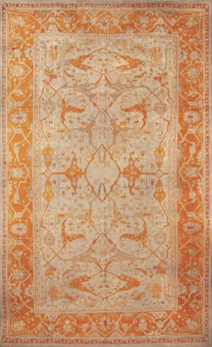 Antique Turkish Geometric Oushak Rug 73516 by Nazmiyal Antique Rugs