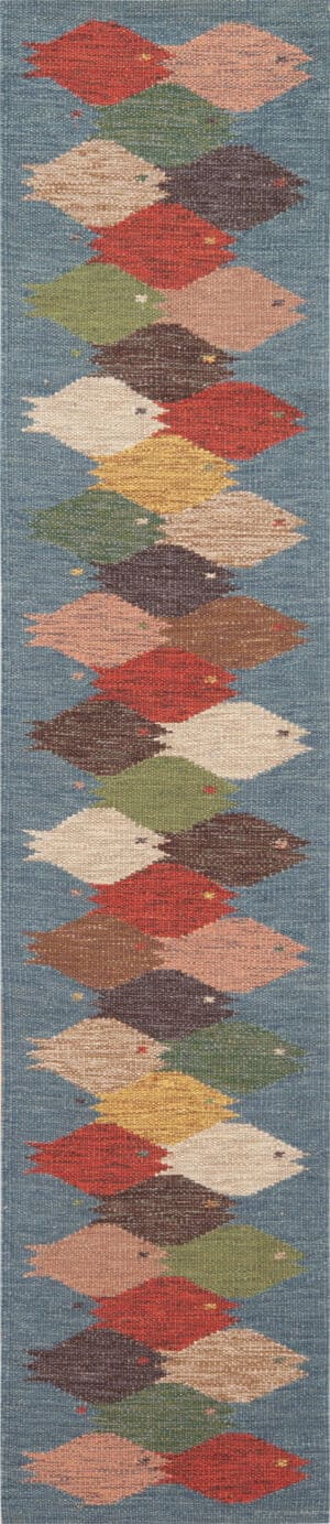 Contemporary Swedish Style Fish Design Kilim Runner Rug 73492 by Nazmiyal Antique Collection