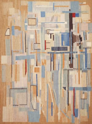 Modern Swedish Kilim Rug Featuring an Artistic Composition with Contemporary Aesthetic Appeal 73501 by Nazmiyal Antique Rugs