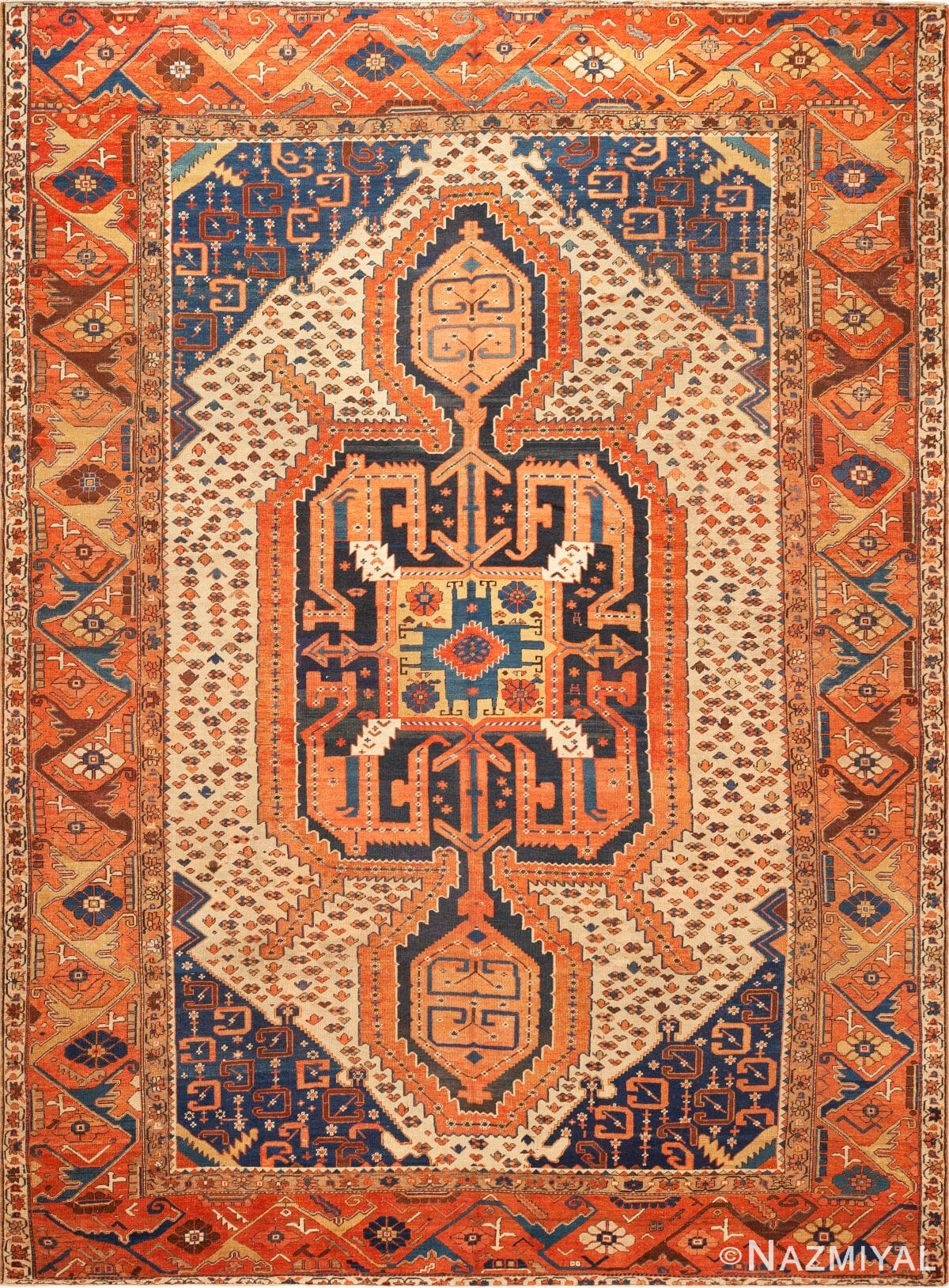 Antique Persian Bakshaish Geometric Tribal Rug 73524 by Nazmiyal Antique Rugs