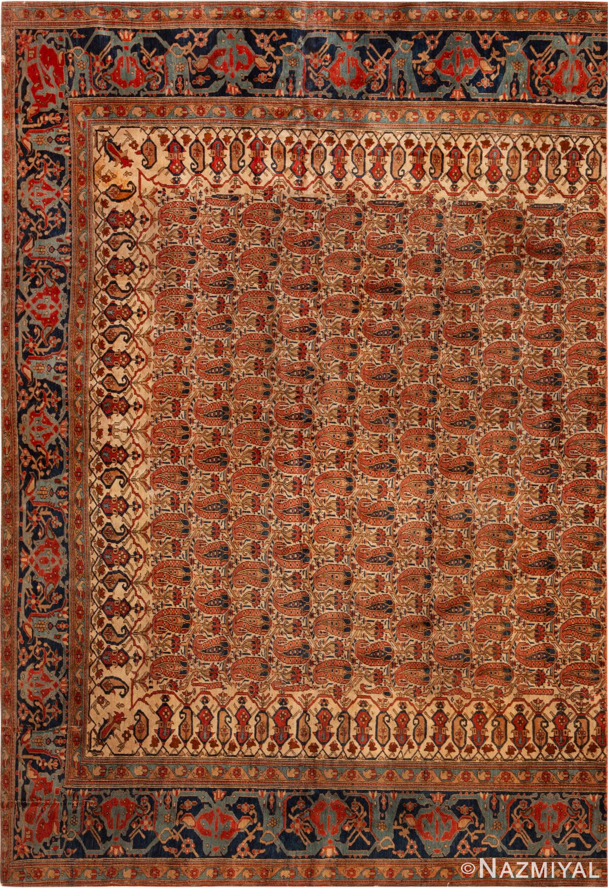 Antique Persian Mohtashem Kashan Rug Fragment 73508 by Nazmiyal Antique Rugs
