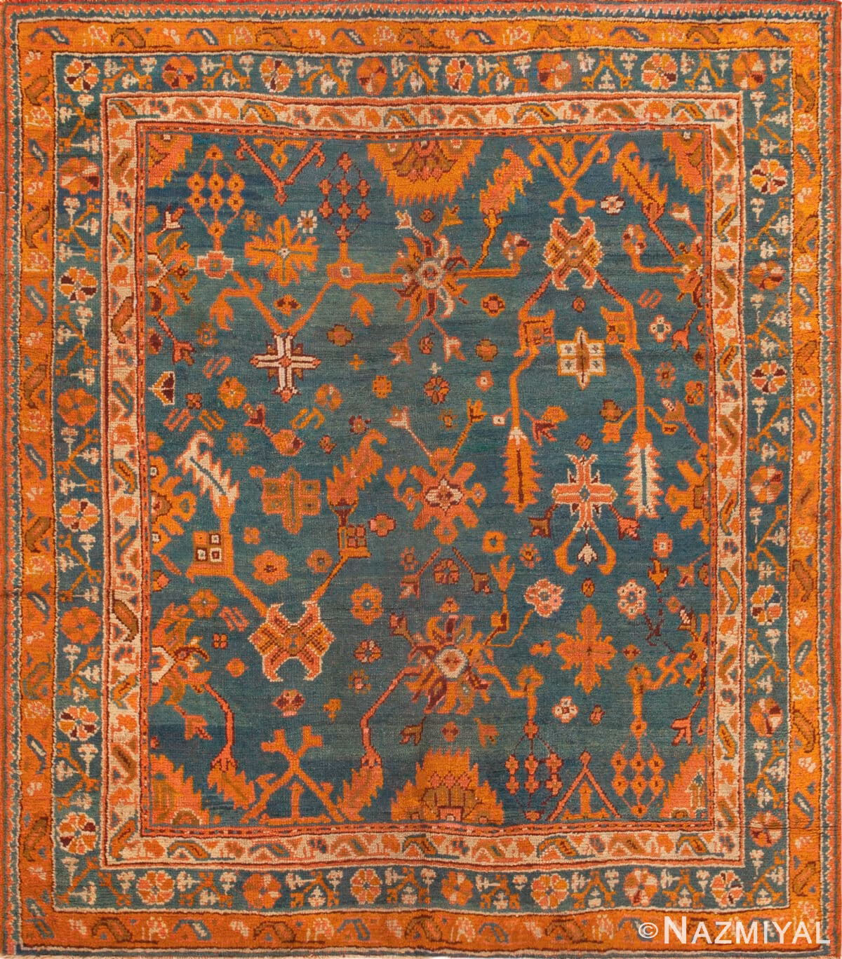 Antique Turkish Oushak Rug 73512 by Nazmiyal Antique Rugs